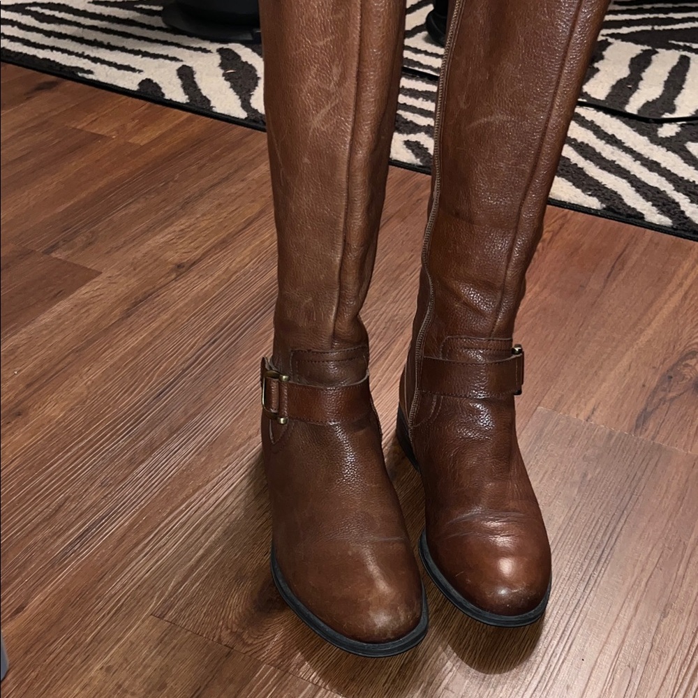 Brown Leather Knee-High Boots